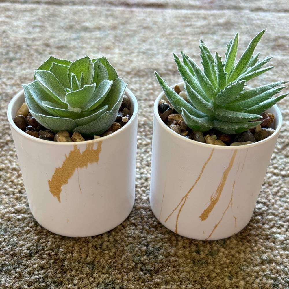 Elegant Green Faux Succulent Planters
